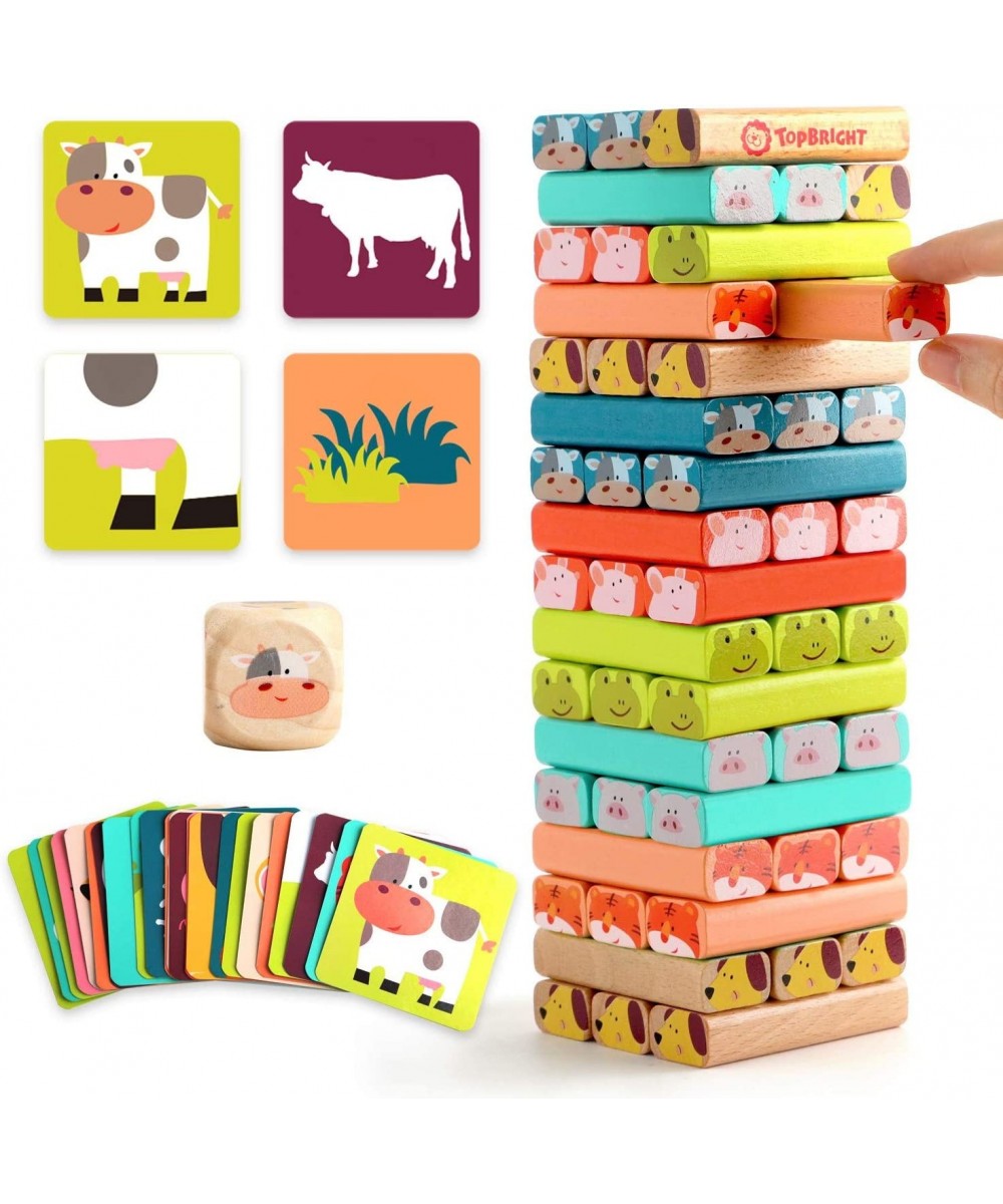 Colored Stacking Board Game for Kids Ages 4-8 51 Piece Wooden Blocks Toy for Children（New Version ） $32.68 - Stacking Games