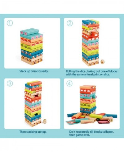 Colored Stacking Board Game for Kids Ages 4-8 51 Piece Wooden Blocks Toy for Children（New Version ） $32.68 - Stacking Games