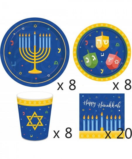 44PCS Hanukkah Party Disposable Paper Plates Cups Napkins Set - Holiday Chanukah Party Supplies Decorations Favors $28.51 - K...