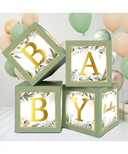 Sage Green Baby Boxes 4pcs Balloon Boxes with Letters Birthday Decorations for Boy Girl Gender Reveal Baby Shower Birthday Pa...