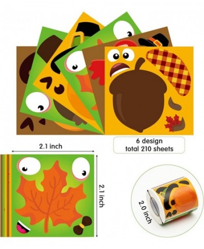 210Pcs Happy Fall Stickers Make You Own Face Fall Thanksgiving Stickers Scene Roll Autumn Pumpkin Turkey Maple Leaves Acorns ...