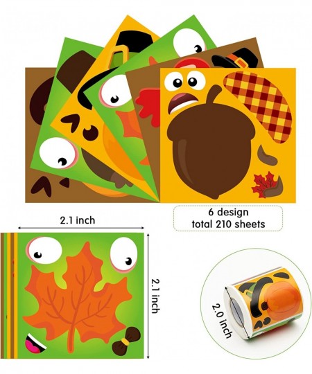 210Pcs Happy Fall Stickers Make You Own Face Fall Thanksgiving Stickers Scene Roll Autumn Pumpkin Turkey Maple Leaves Acorns ...