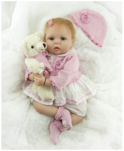 22inch 55cm So Truly Silicone Vinyl Reborn Baby Girl Doll Real Blond Mohair Soft Stuffed Cloth Body Newborn Dolls Toys Kids B...