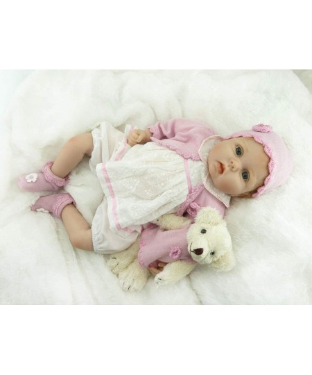 22inch 55cm So Truly Silicone Vinyl Reborn Baby Girl Doll Real Blond Mohair Soft Stuffed Cloth Body Newborn Dolls Toys Kids B...