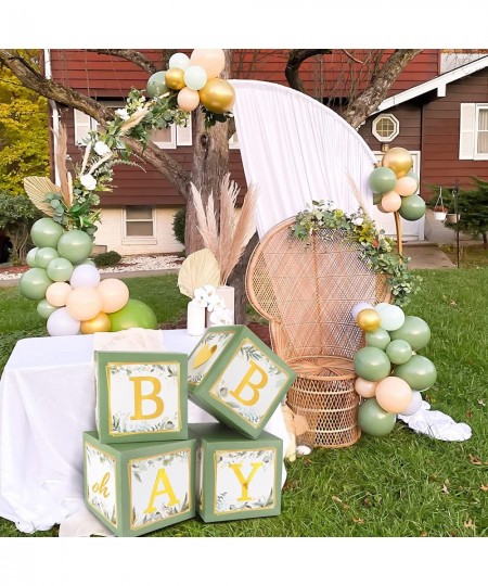 Sage Green Baby Boxes 4pcs Balloon Boxes with Letters Birthday Decorations for Boy Girl Gender Reveal Baby Shower Birthday Pa...