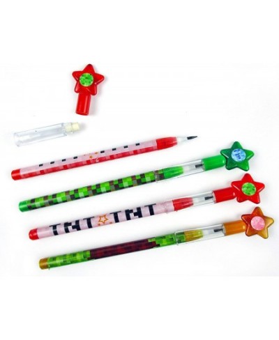 24 Pcs Pixel Miner Themed Multi Point Pencils Party Favor Mine Pixel Craft Classroom Rewards Prizes Goody Bag Treat Bag Stuff...