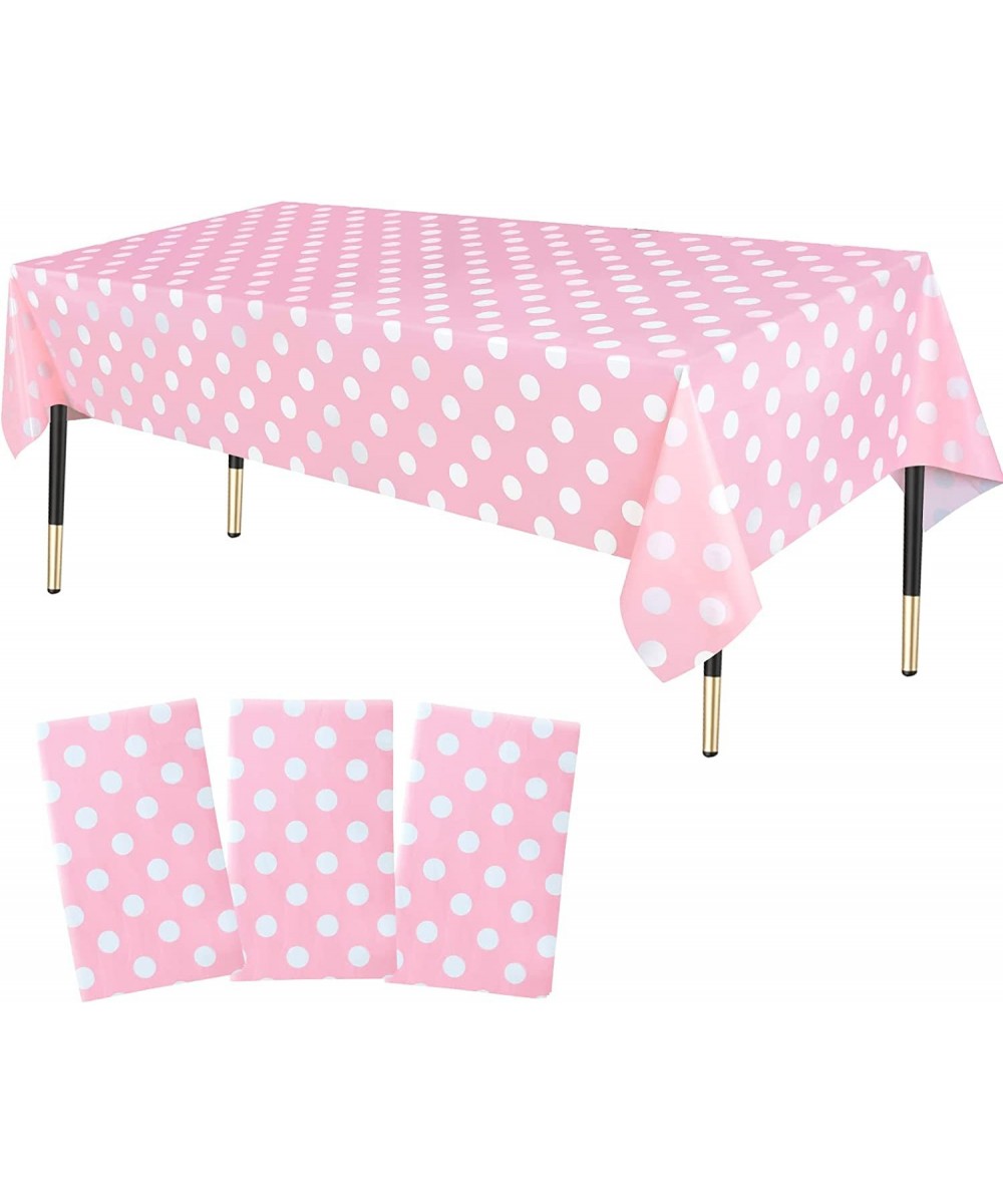 3 Pack Pink Polka Dot Party Tablecloth Plastic Pink Polka Dot Theme Party Table Covers for Pink Polka Dot Theme Birthday Part...