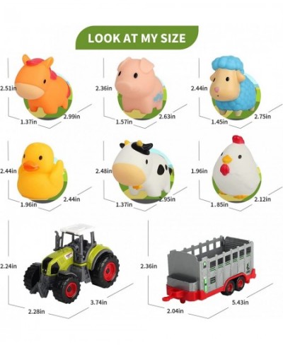 Farm Animals Transporter Tractor Carrier w/ 47.2 x 31.5 in Mat Barnyard Animal Happy Farm Children Playmat for 3 4 5 6 Year O...