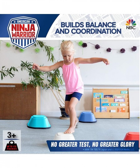 American Ninja Warrior Jumping Stones - 4 Balance Stepping Stones Obstacle Course for Kids - Perfect Indoor & Outdoors Play E...