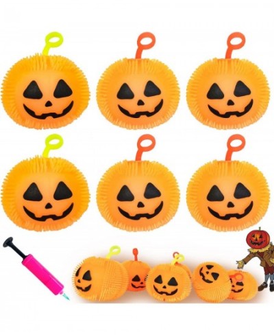 Halloween LED Pumpkin Balls 6 Pcs Glowing Stress Relief Ball Toys with Glitter Ghost Pumpkin Glowing Novelty Puffer Balls for...