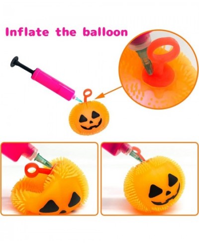 Halloween LED Pumpkin Balls 6 Pcs Glowing Stress Relief Ball Toys with Glitter Ghost Pumpkin Glowing Novelty Puffer Balls for...