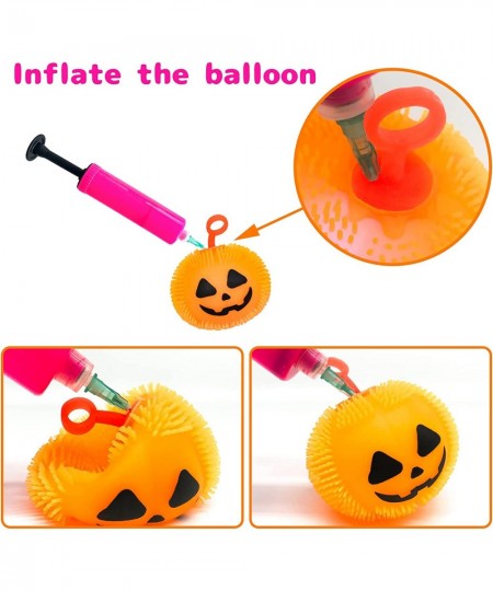 Halloween LED Pumpkin Balls 6 Pcs Glowing Stress Relief Ball Toys with Glitter Ghost Pumpkin Glowing Novelty Puffer Balls for...