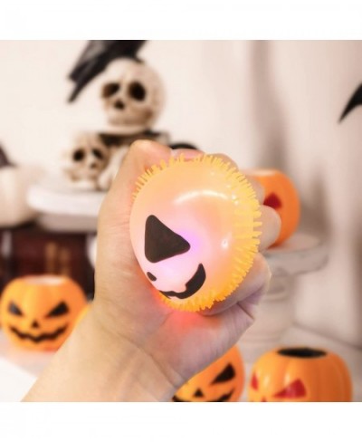 Halloween LED Pumpkin Balls 6 Pcs Glowing Stress Relief Ball Toys with Glitter Ghost Pumpkin Glowing Novelty Puffer Balls for...