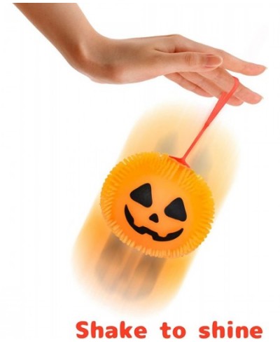 Halloween LED Pumpkin Balls 6 Pcs Glowing Stress Relief Ball Toys with Glitter Ghost Pumpkin Glowing Novelty Puffer Balls for...