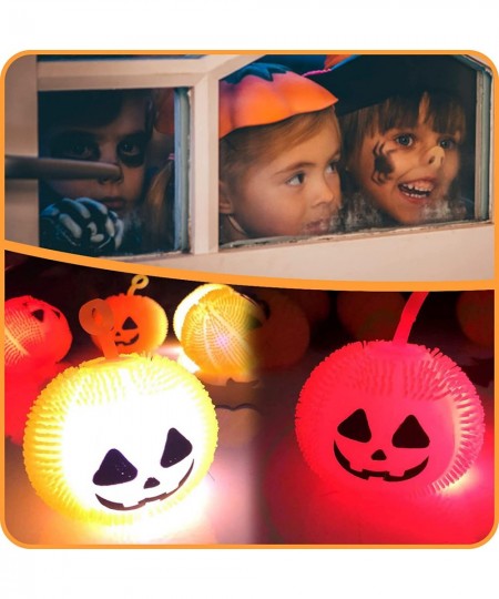 Halloween LED Pumpkin Balls 6 Pcs Glowing Stress Relief Ball Toys with Glitter Ghost Pumpkin Glowing Novelty Puffer Balls for...