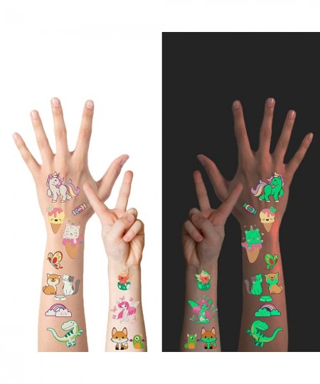 Luminous Temporary Tattoos for Kids 200 Styles Mixed Cute Cartoon Animal/Outer Space/Monster/Unicorn/Butterfly/Food Fake Tatt...