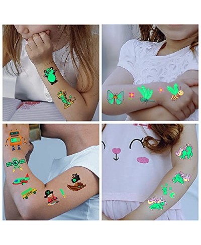 Luminous Temporary Tattoos for Kids 200 Styles Mixed Cute Cartoon Animal/Outer Space/Monster/Unicorn/Butterfly/Food Fake Tatt...