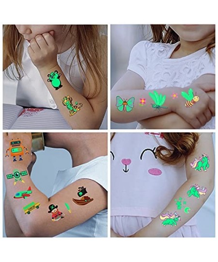 Luminous Temporary Tattoos for Kids 200 Styles Mixed Cute Cartoon Animal/Outer Space/Monster/Unicorn/Butterfly/Food Fake Tatt...