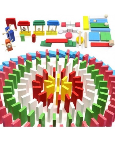 1080 Pcs 12 Colors Wooden Dominoes Set with 23 Add-on Blocks and 3 Spacer for Kids Building Blocks Racing Tile Games with 3 S...