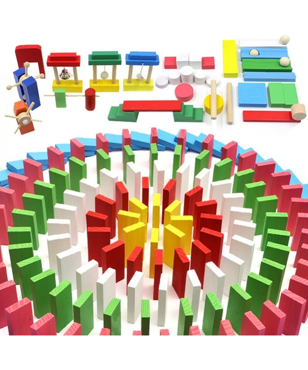 1080 Pcs 12 Colors Wooden Dominoes Set with 23 Add-on Blocks and 3 Spacer for Kids Building Blocks Racing Tile Games with 3 S...