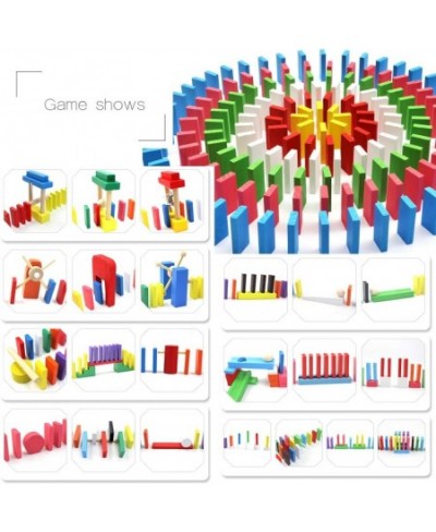 1080 Pcs 12 Colors Wooden Dominoes Set with 23 Add-on Blocks and 3 Spacer for Kids Building Blocks Racing Tile Games with 3 S...