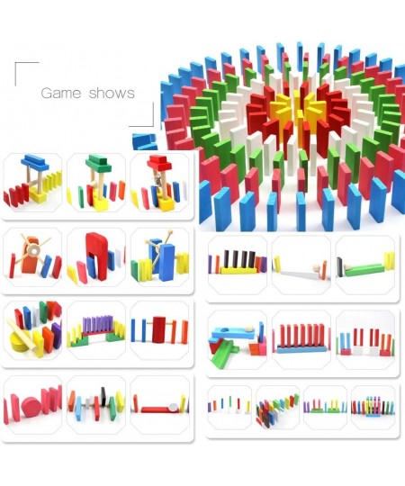 1080 Pcs 12 Colors Wooden Dominoes Set with 23 Add-on Blocks and 3 Spacer for Kids Building Blocks Racing Tile Games with 3 S...