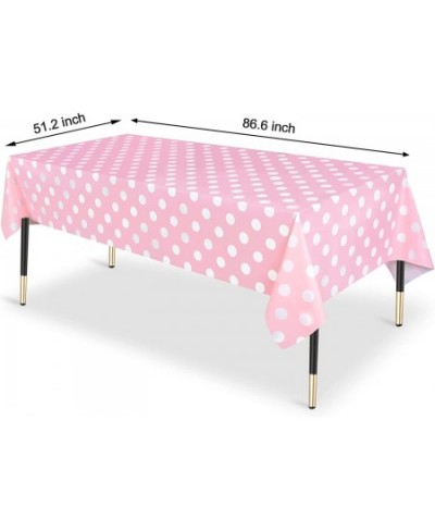 3 Pack Pink Polka Dot Party Tablecloth Plastic Pink Polka Dot Theme Party Table Covers for Pink Polka Dot Theme Birthday Part...