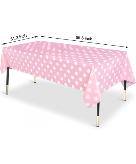 3 Pack Pink Polka Dot Party Tablecloth Plastic Pink Polka Dot Theme Party Table Covers for Pink Polka Dot Theme Birthday Part...