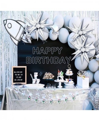 50 Pcs Explosion Star Foil Balloons- 12 Point Star Balloons Silver Starburst Cone Mylar Balloons Spike Balloons for Party Sup...