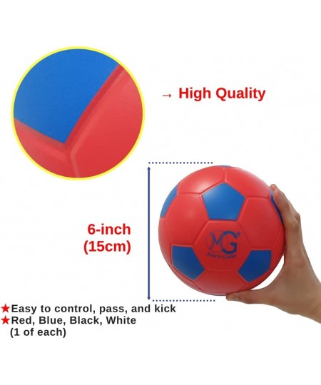 Macro Giant 6 Inch (Dia.) PU Foam Soccer Set of 4 Basic Colors Training Practice Playground Ball Kid Sports Toys Kickball Toy...