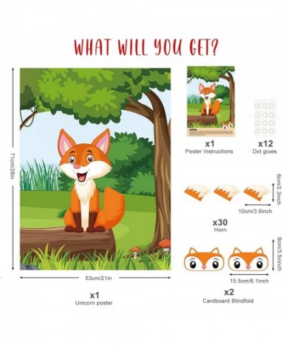 Pin The Tail on The Fox Party Game with 30 Tails for Forest Farm Birthday Party Supplies Pin Game Boys Girls Woodland Animal ...