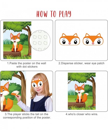 Pin The Tail on The Fox Party Game with 30 Tails for Forest Farm Birthday Party Supplies Pin Game Boys Girls Woodland Animal ...