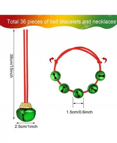 24 Pieces Christmas Bell Bracelets and 12 Pieces Christmas Bells Necklaces Red Green Bell Necklaces and Bracelets for Christm...