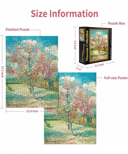 1500 Piece Puzzles for Adults Peach Tree in Blossom by Vincent Van Gogh Puzzle for Kids Jigsaw Puzzles for Adults Teens Puzzl...