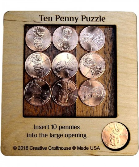 10 Penny Puzzle - A Circle Packing Problem - Ten Mint Pennies are Included $17.49 - Brain Teaser Puzzles