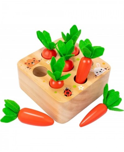 Montessori Toys for 1 2 3 year old Toddlers Carrot Harvest Game Wooden Toys for Baby Boys & Girls Shape Matching Size Sorting...