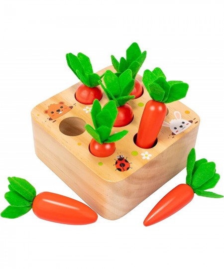 Montessori Toys for 1 2 3 year old Toddlers Carrot Harvest Game Wooden Toys for Baby Boys & Girls Shape Matching Size Sorting...