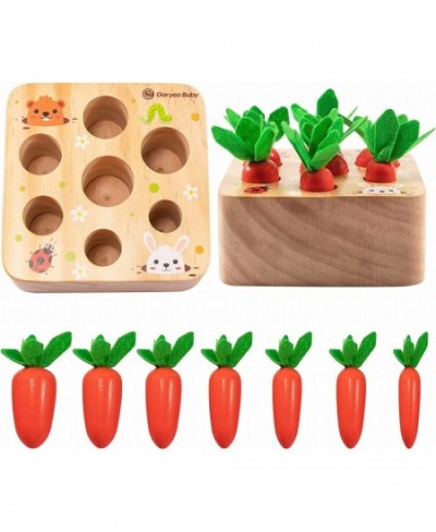 Montessori Toys for 1 2 3 year old Toddlers Carrot Harvest Game Wooden Toys for Baby Boys & Girls Shape Matching Size Sorting...