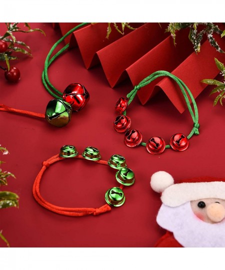 24 Pieces Christmas Bell Bracelets and 12 Pieces Christmas Bells Necklaces Red Green Bell Necklaces and Bracelets for Christm...