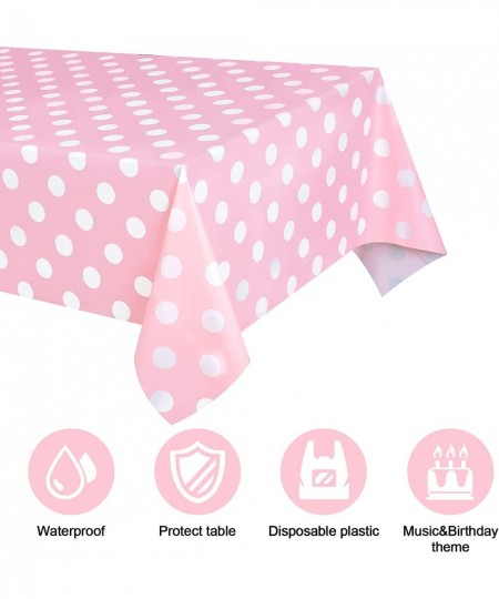 3 Pack Pink Polka Dot Party Tablecloth Plastic Pink Polka Dot Theme Party Table Covers for Pink Polka Dot Theme Birthday Part...