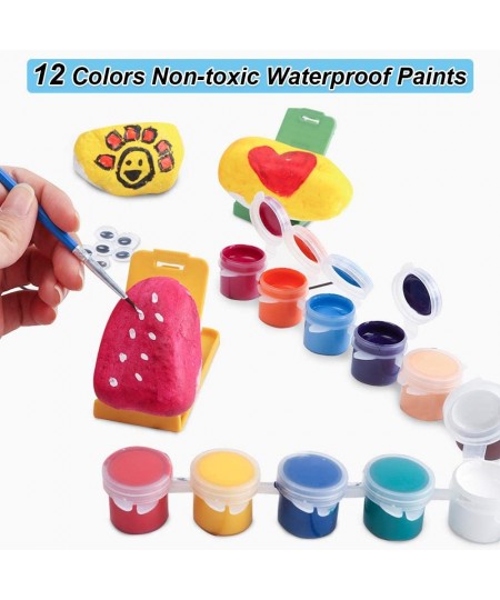 Rock Painting Kit Creativity Arts and Crafts for Kids DIY Art Supplies with Paints Stickers and Rocks for Painting Crafting a...