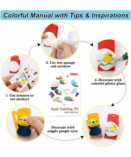 Rock Painting Kit Creativity Arts and Crafts for Kids DIY Art Supplies with Paints Stickers and Rocks for Painting Crafting a...