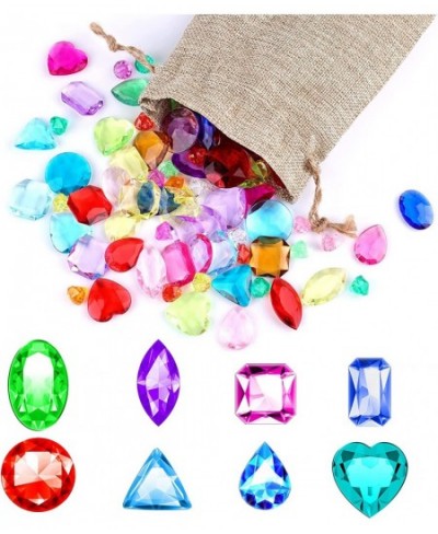 120pcs Acrylic Diamond Gems Multicolored Pirate Treasure Jewels Flatback Plastic Gemstone with Burlap Bag for Crafting Party ...