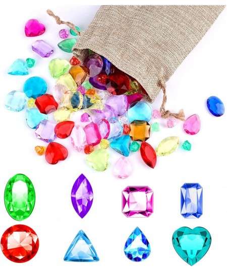 120pcs Acrylic Diamond Gems Multicolored Pirate Treasure Jewels Flatback Plastic Gemstone with Burlap Bag for Crafting Party ...