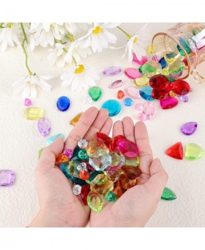 120pcs Acrylic Diamond Gems Multicolored Pirate Treasure Jewels Flatback Plastic Gemstone with Burlap Bag for Crafting Party ...