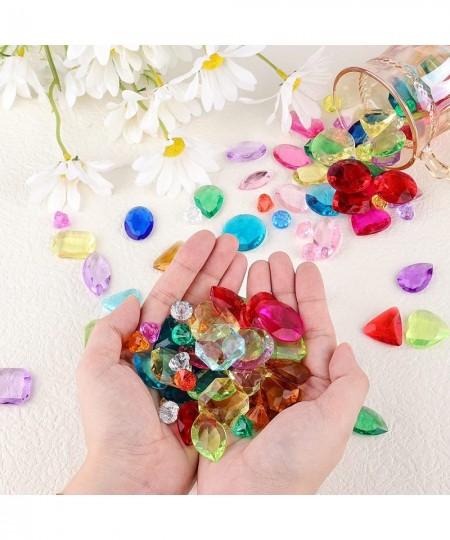 120pcs Acrylic Diamond Gems Multicolored Pirate Treasure Jewels Flatback Plastic Gemstone with Burlap Bag for Crafting Party ...