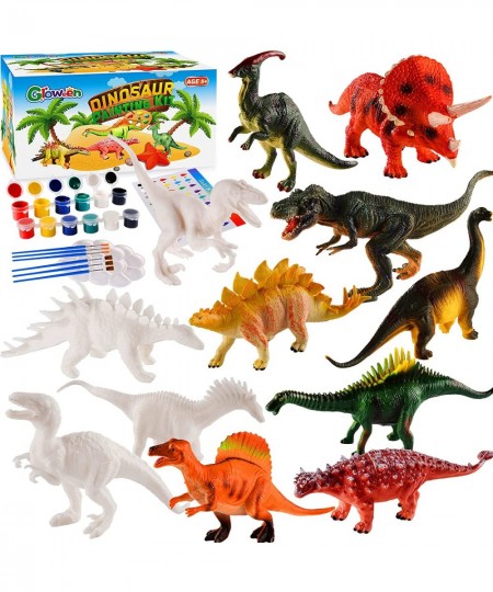 Arts and Crafts for Kids - Dinosaur Toy Painting Kit - 12 Dinosaur Figurines - Create Your Dino World - Painting Toys Gifts f...