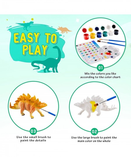 Arts and Crafts for Kids - Dinosaur Toy Painting Kit - 12 Dinosaur Figurines - Create Your Dino World - Painting Toys Gifts f...