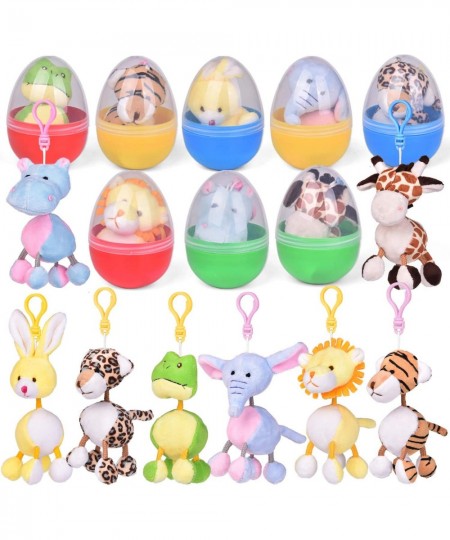 8 PCs Easter Eggs Filled with Mini Stuffed Animals Easter Basket Stuffers with Plush Animals Bulk for Keychain Set Easter Egg...