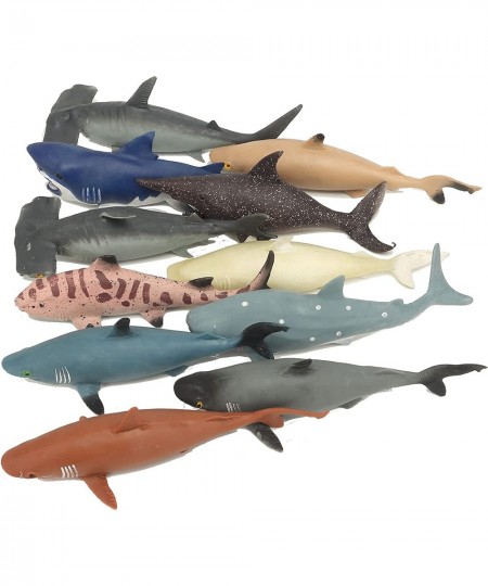 10 Pack Shark Toys 8" Soft and Stretchy Realistic Shark Toy Set Floating Bathtub Toys and Birthday Party Favors for Boys Girl...